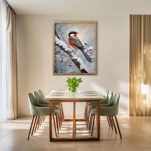 Posterizer 1 pcs-cute little bird in snowy winter scene -11-Art for Animal Lovers-Landscape & Nature Art-Decor for Home & Office- unframed wall ar...