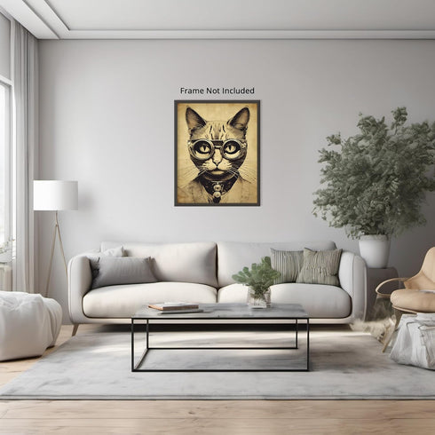 Posterizer 1 pcs-cute retro themed cat in clothes 1-Art for Animal Lovers-Retro Art-Decor for Home & Office- unframed wall art...
