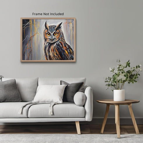 Posterizer 1 pcs- Abstract owl with a gray background-Art for Animal Lovers-Abstract & Modern Art- Gift for Men Women Entrepreneur Teens-Decor for...