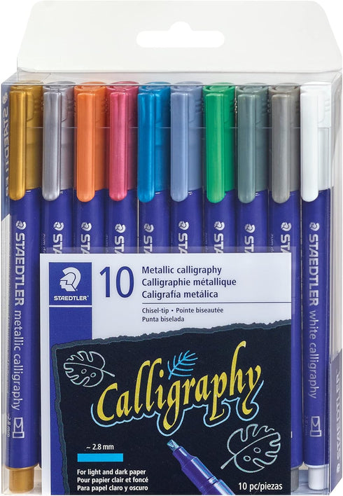 Staedtler metallic calligraphy markers, 10 metallic colours for light and dark paper, 8325 TB10...