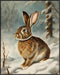 Posterizer 1 pcs-cute bunny in snowy winter scene -3-Art for Animal Lovers-Landscape & Nature Art-Decor for Home & Office- unframed wall art...