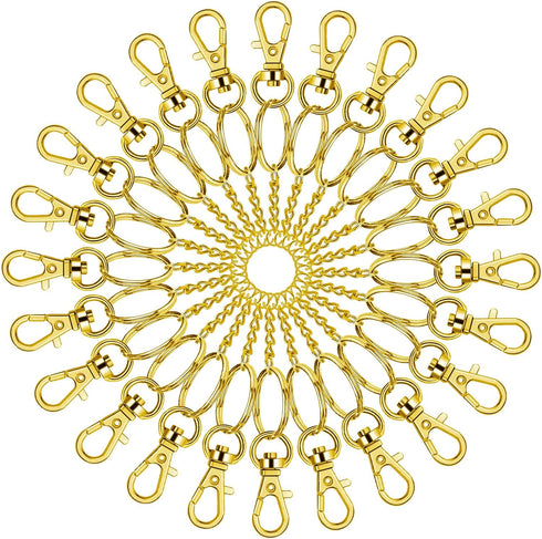 150Pcs Gold Swivel Snap Hook Set,Swivel Clasp Keychain Hook Lobster Clasp Split Key Rings with Chain and Jump Rings Bulk for Keychain Lanyard,Jewe...