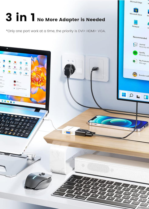 Mini DisplayPort to HDMI DVI VGA Adapter, 4K Microsoft Surface Video Display Converter, Mini DP to HDMI VGA DVI Adaptor for MacBook Pro, Surface B...