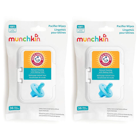 Munchkin Arm & Hammer Pacifier Wipes - Safely Cleans Breast Pump Parts and Feeding Essentials for Baby and Toddler, 2 Pack, 72 Wipes...