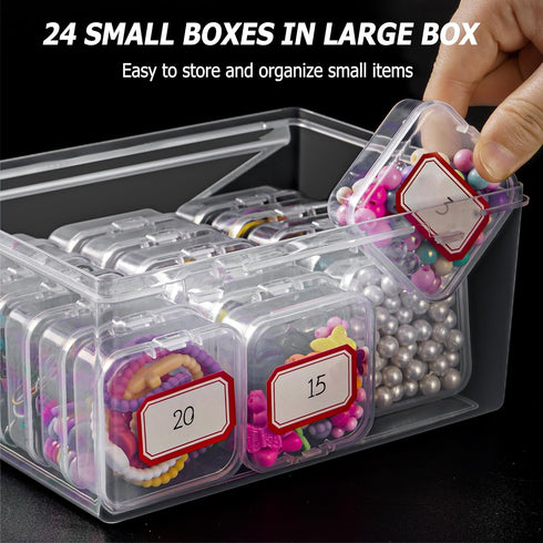 25 Pack Small Plastic Beads Storage Containers Box, Clear Bead Organizer Case with Snap-Tight Closure Hinged Lid for Storage Small Items, Beads, C...