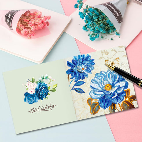 pigpigboss 12 Packs Happy Birthday Diamond Painting Cards Diamond Art Greeting Cards for Adult Children Flower Girl Diamond Painting Greeting Card...