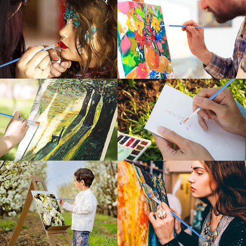 60 Pcs Paint Brushes,Round Flat Small Brush Bulk for Detail Painting...