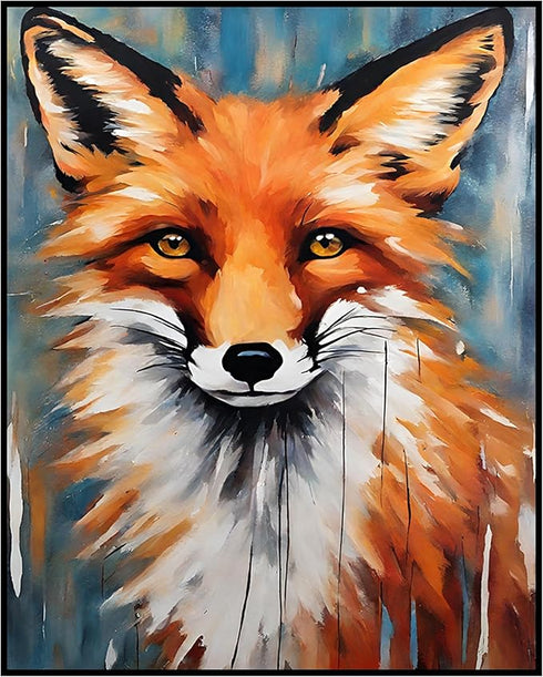 Posterizer 1 pcs- red fox with blue background-Art for Animal Lovers-Gift for Art Lovers-Living Room Bedroom Decor- unframed wall art...