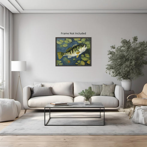Posterizer 1 pcs- little bass fish near the pond-Art for Animal Lovers-Landscape & Nature Art- Living Room Bedroom Decor- unframed wall art...