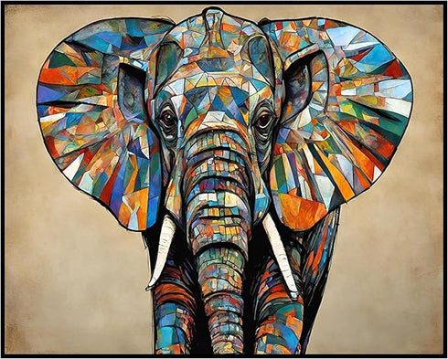 Posterizer 1 pcs- mosaic style abstract beautiful elephant-Art for Animal Lovers-Abstract & Modern Art- Living Room Bedroom Decor- unframed wall a...