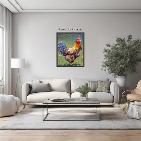 Posterizer 1 pcs- Oil painting style- rooster in garden-Art for Animal Lovers- Gift for Men Women Entrepreneur Teens-Living Room Bedroom Decor- un...