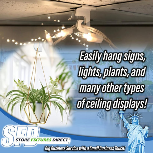 STORE FIXTURES DIRECT Extra Heavy Duty White Aluminum Drop Ceiling Hooks, One Piece Ceiling Grid Clips - 5 Pack...