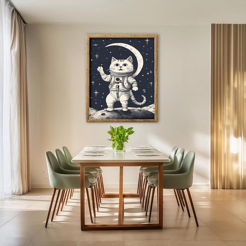 Posterizer 1 pcs- cute sci fi astronaut cat visiting other planets-Art for Animal Lovers-Comedy Art-Gift for Art Lovers-Living Room Bedroom Decor-...