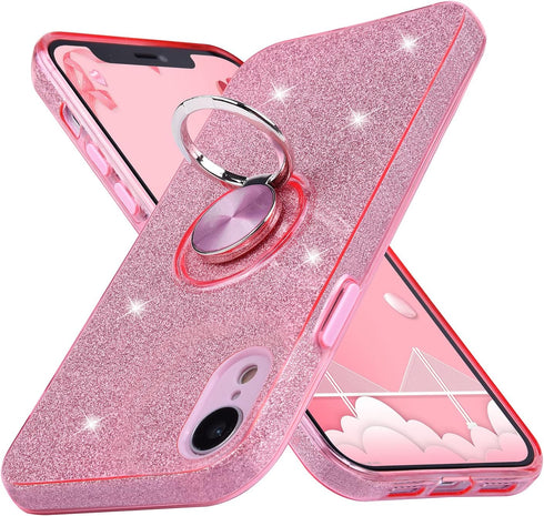 Wisdompro Case for iPhone XR, Cute Glitter Bling Sparkle Protective Case with Ring Kickstand, Women Girls Phone Case for 6.1 Inch Apple iPhone XR ...