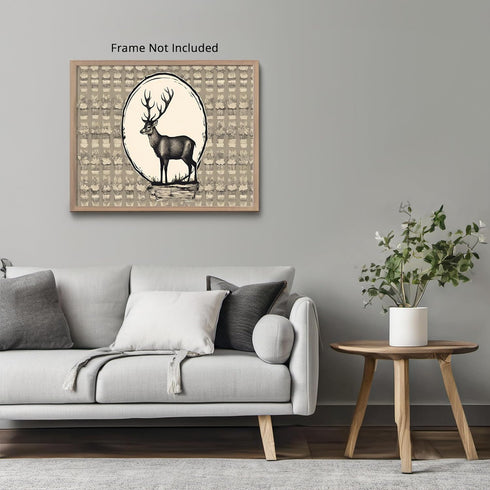 Posterizer 1 pcs- Print of a deer in a circular halo-Art for Animal Lovers-Abstract & Modern Art- Gift for Men Women Entrepreneur Teens-Decor for ...