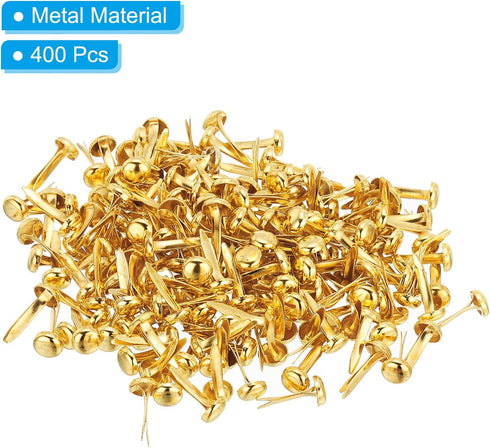 PATIKIL 400 PCS Paper Brass Fasteners Split Pins Pastel Mini Metal Brads Round Head Plated Fastener for Craft Art Scrapbooking DIY Supplies, Gold,...