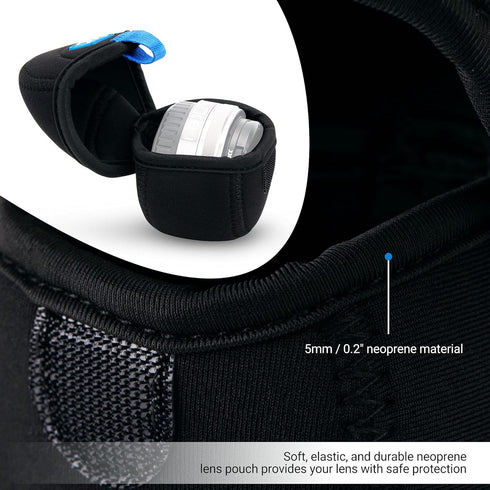 JJC Water Resistant Neoprene Camera Lens Pouch Case, Fold-Over Lens Bag for Mirrorless Lenses Up to 2.4 x 1.6 (D X H) for Canon EF-M 22mm f/2, Son...