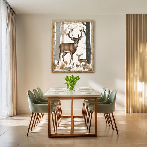 Posterizer 1 pcs- Beautiful deer with its child in the jungle print-Art for Animal Lovers-Landscape Nature - Gift for Men Women Teens-Decor for Be...