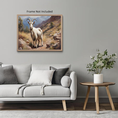 Posterizer 1 pcs- White goat in wilderness-Art for Animal Lovers-Landscape & Nature Art- Gift for Men Women Entrepreneur Teens-Living Room Bedroom...