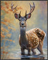 Posterizer 1 pcs- Pretty deer standing in water print-Art for Animal Lovers- Gift for Men Women Entrepreneur Teens-Living Room Bedroom Decor- unfr...