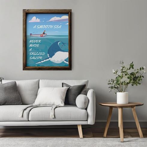 Posterizer 1 pcs-A Smooth Sea Never Made A Skilled Sailor quote-Quotes and Poems-Gift for Nature, Surfers and Beach Lovers-Decor for Home & Office...