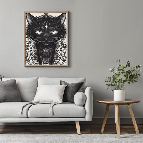 Posterizer 1 pcs- modern gothic themed cute black cat-Gothic Art-Art for Animal Lovers- Living Room Bedroom Decor- unframed wall art...
