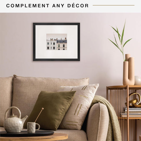 MCS Studio Gallery 16x20 Matted Photo Frame with 8x10 Picture Display, Black Woodgrain Vertical & Horizontal Wall Hanging Large Picture Frame for ...