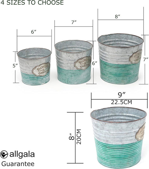 allgala Galvanized Planter Pot Indoor and Outdoor Decoration-8"-HD60072...