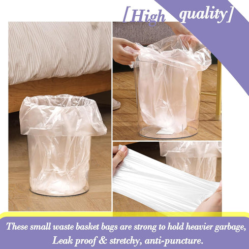 Hommaly 8 Gallon 50pcs Medium Clear Trash Bags Strong Clear Garbage Bags, Bathroom Trash Can Bin Liners, Plastic Bags for Office, Waste Basket Lin...