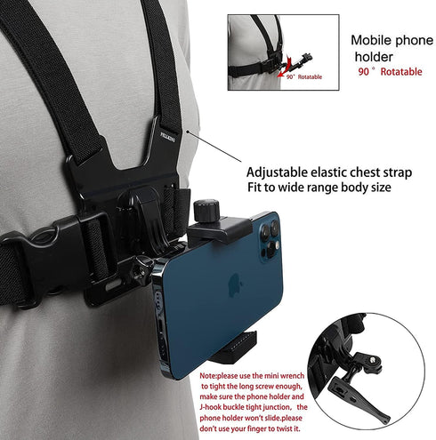 PellKing Mobile Phone Chest Mount Harness Strap Holder Cell Phone Clip Action Camera POV for Samsung iPhone Plus etc......