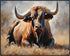 Posterizer 1 pcs- brown bull laying on the ground oil painting style-Art for Animal Lovers- Gift for Men Women Entrepreneur Teen-decor for Bedroom...
