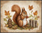 Posterizer 1 pcs- A squirrel eating nuts on the ground-Art for Animal Lovers-Floral Botanical Art- Gift for Men Women Entrepreneur Teens-Living Ro...