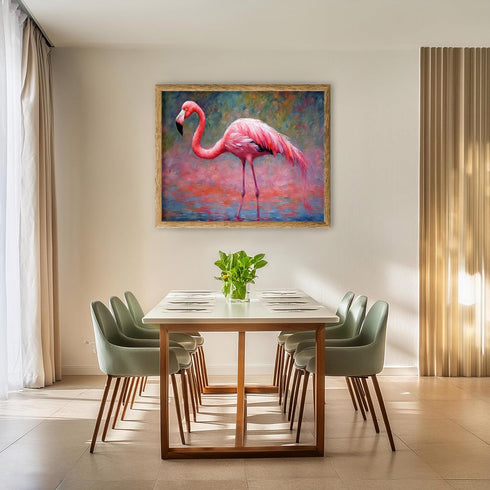 Posterizer 1 pcs- pretty pastel pink flamingo in nature-Art for Animal Lovers-Landscape & Nature Art- Living Room Bedroom Decor- unframed wall art...