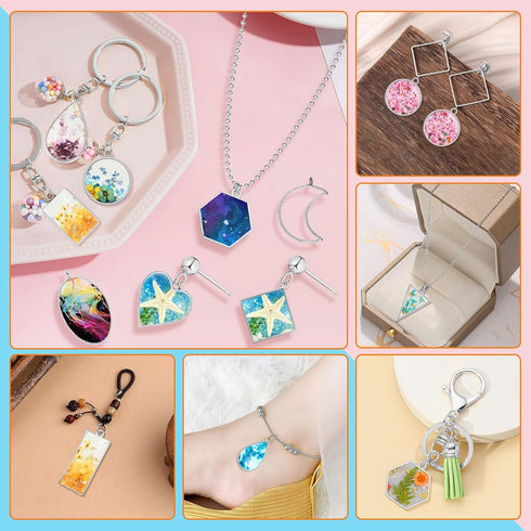 40pcs Open Bezel Pendants for Resin,10 Styles Hollow Frame Pendants Blank Resin Pendants Resin Casting Frame Pendant for Jewelry Making,Resin Cast...