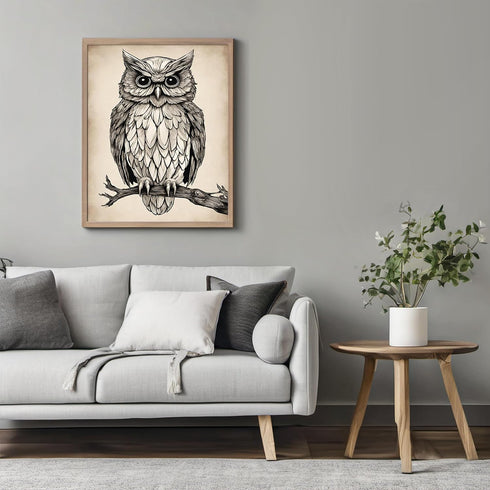 Posterizer 1 pcs- an owl sitting on a tree-Art for Animal Lovers-Abstract & Modern Art- Gift for Men Women Entrepreneur Teens-Living Room Bedroom ...
