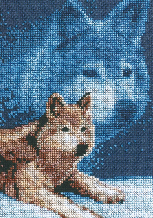 Janlynn Forever Wild Wolf Mini Counted Cross Stitch Kit-5"X7" 14 Count,White...