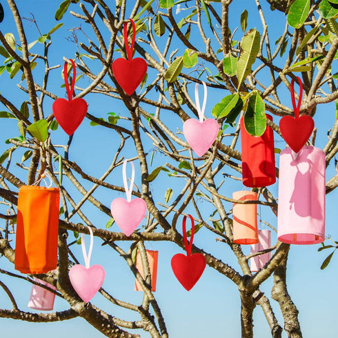 24 Pack Felt Heart Ornaments - Pink & Red Christmas & Valentine's Hanging Decorations...