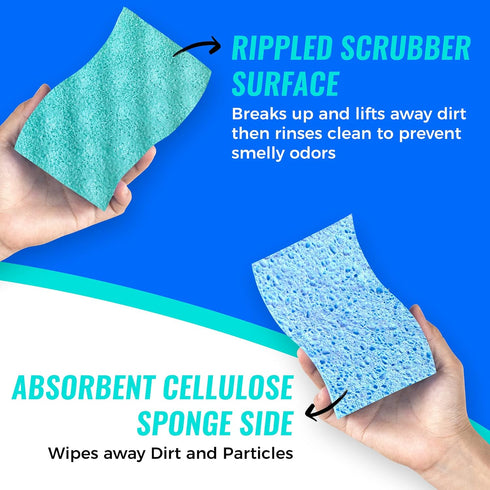 SCRUBIT Multi-Use Scrub Sponge – Non-Scratch Kitchen Sponges for Dishes, Pots and Pans - Heavy Duty & Odor Free Rippled Scrubbing Pad, Designed fo...