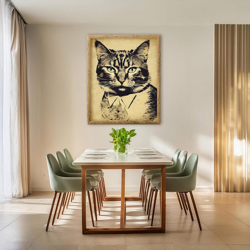 Posterizer 1 pcs-cute retro themed cat in clothes 2-Art for Animal Lovers-Retro Art-Decor for Home & Office- unframed wall art...