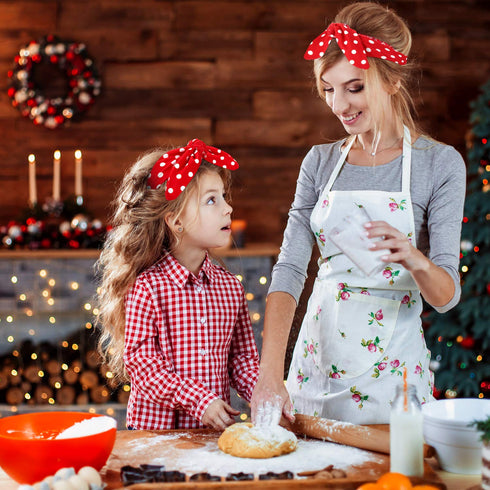 WILLBOND Christmas Parent Baby Girl Turban Headband 2 Pieces Girl Red Black Plaid Headbands with Bow for Mom Baby...