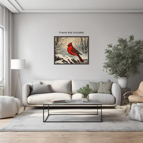 Posterizer 1 pcs-cute little bird in snowy winter scene -8-Art for Animal Lovers-Landscape & Nature Art-Decor for Home & Office- unframed wall art...