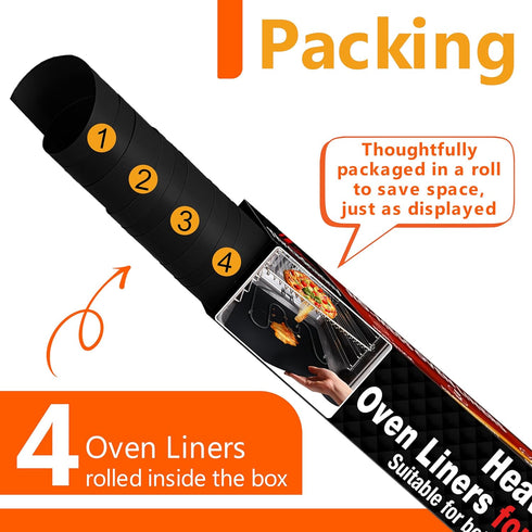 Oven Liners for Bottom of Electric Gas Oven Reusable - 4 Pack Large Heavy Duty Nonstick Teflon Range Mat 17"x 25" - Stove Floor Protector Liner Ea...