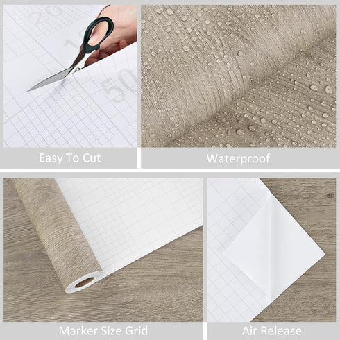 WESTICK Light Wood Grain Contact Paper Peel and Stick Countertops Waterproof Wood Look Wallpaper Stick and Peel Wooden Contact Paper for Cabinets ...