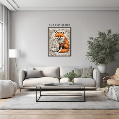 Posterizer 1 pcs- Beautiful red fox sitting on the ground-Art for Animal Lovers- Gift for Men Women Entrepreneur Teens-Decor for Home & Office- un...