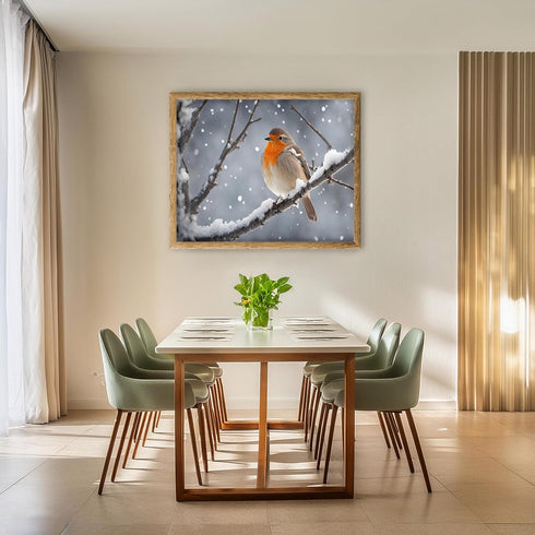 Posterizer 1 pcs-cute little bird in snowy winter scene -1-Art for Animal Lovers-Landscape & Nature Art-Decor for Home & Office- unframed wall art...