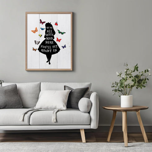 Posterizer 1 pcs-we're all mad in here-Alice in Wonderland quotes-Movie & Cinema Art-Gift for movie lovers-Gift for Men Women Entrepreneur Teens- ...