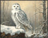 Posterizer 1 pcs-snowy winter scene of a white owl-oil painting style 3-Art for Animal Lovers-Landscape & Nature Art-Decor for Home & Office- unfr...