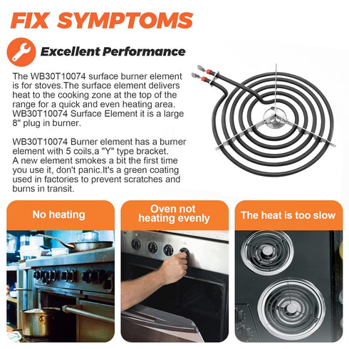 Beaquicy WB30T10074 Stove Burner Replacement 8 inch for ge Electric Kenmore Hotpoint Stove/Oven - Surface Element Coil Suitable for jbs07c2ww, 911.92712020, Rbs330drww, jb258rm2ss,etc.