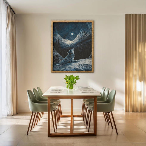 Posterizer 1 pcs-beautiful howling lone wolf under the full moon 2-Art for Animal Lovers Gift for Art Lovers Decorations for Bedroom, Office, Livi...