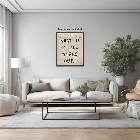 Posterizer 1 pcs-Retro Dictionary print-What if it all works out?-Quotes and Poems-Motivational & Inspirational Art-Decor for Home & Office- unfra...